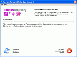 MDB recovery assistant, end page where you will find the common recovery report.