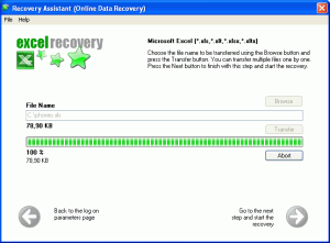 Excel Recovery Assistant processing window